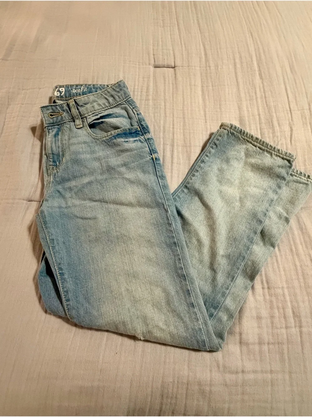 GAP Boys Light Blue Distressed Straight Jeans Sz 14 Regular